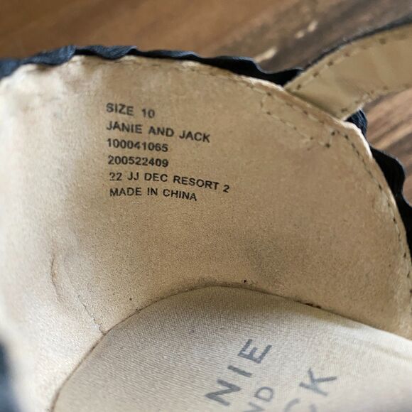 Janie & Jack Black Ric Rac Espadrille Sandals Girls' 10 - Picture 8 of 13